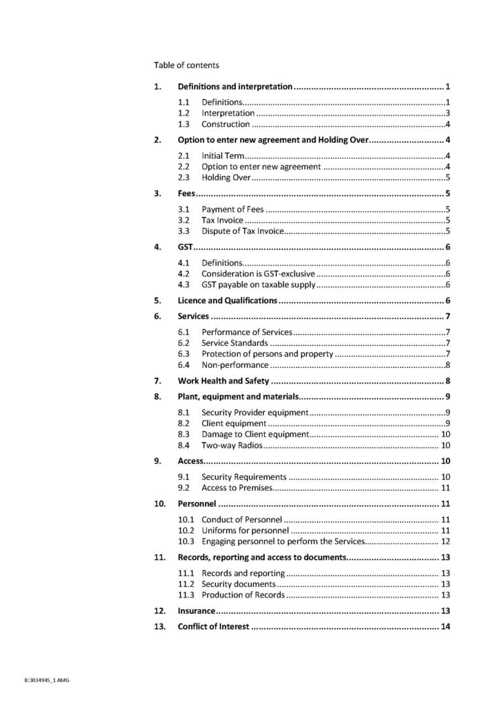 SPAAL Security Services Agreement - SPAAL